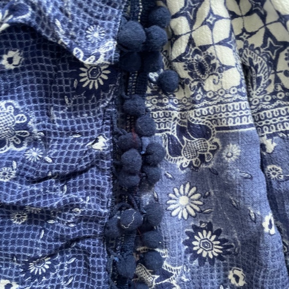 Anthropologie Raga Blue White Romper medium M - Picture 3 of 7